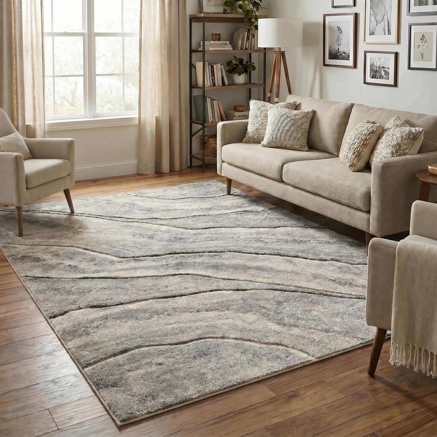 Santiago Carved Abstract Rug - Quarry Beige