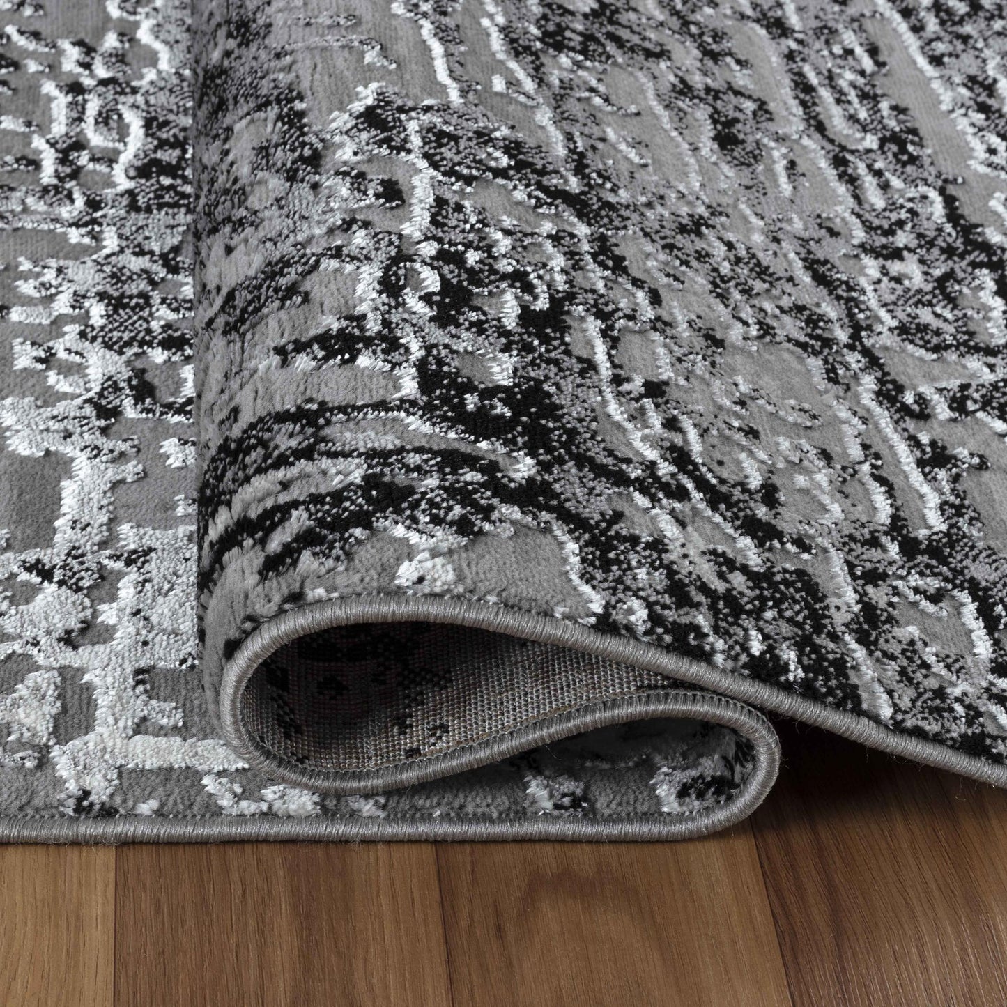 Serenity Metallic Abstract Rug - Lines Grey