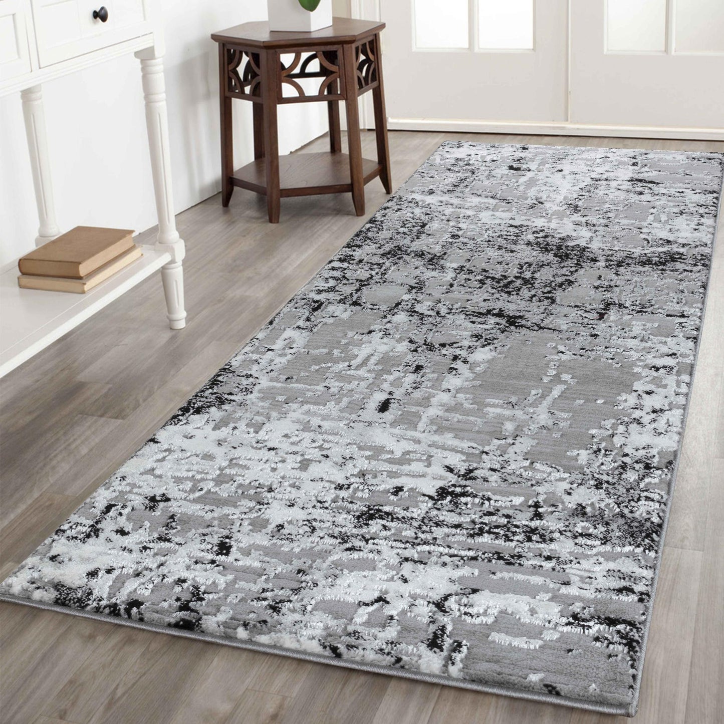 Serenity Metallic Abstract Rug - Lines Grey