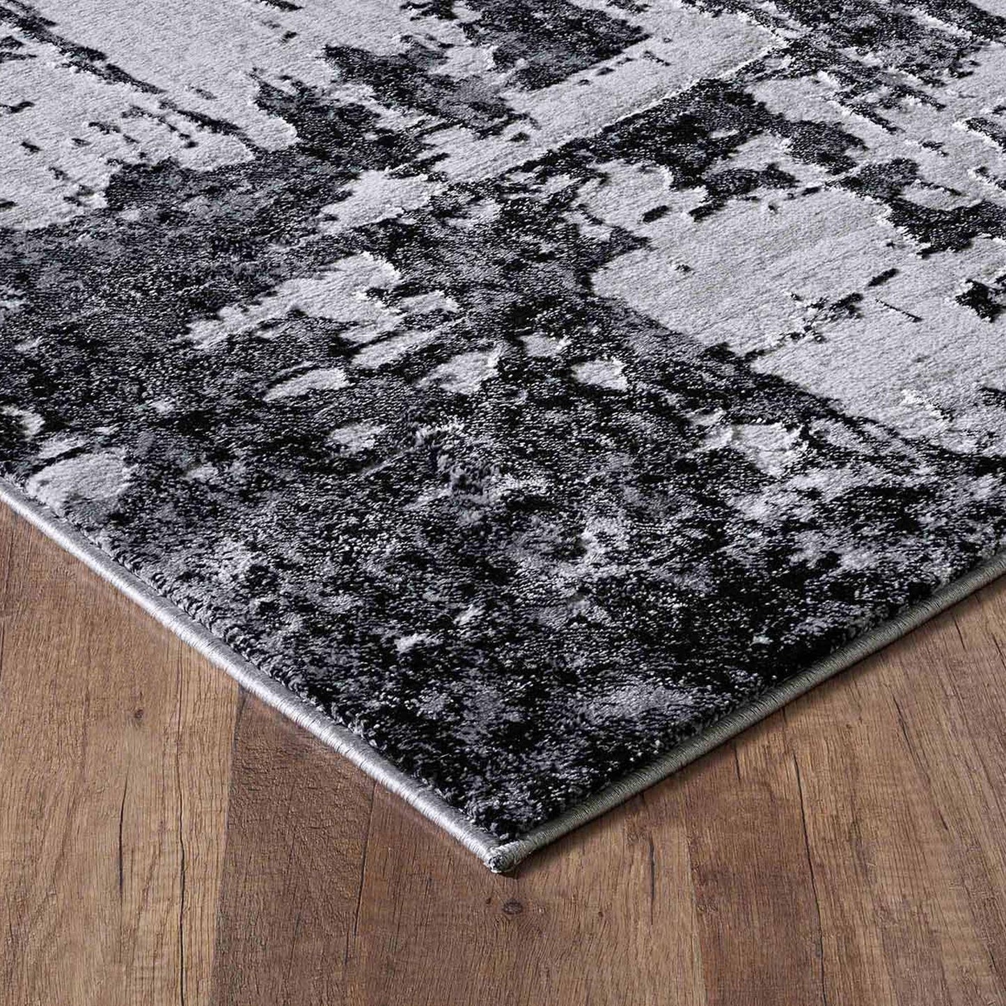Serenity Metallic Abstract Rug - Lines Grey