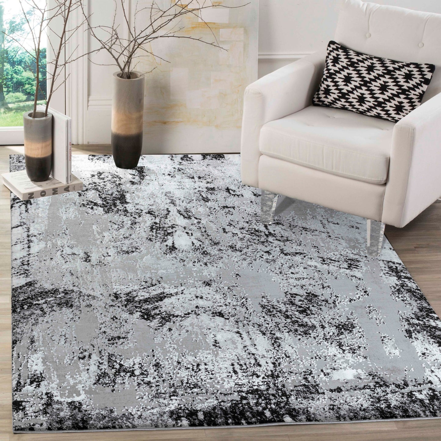 Serenity Metallic Abstract Rug - Acrylic Stone