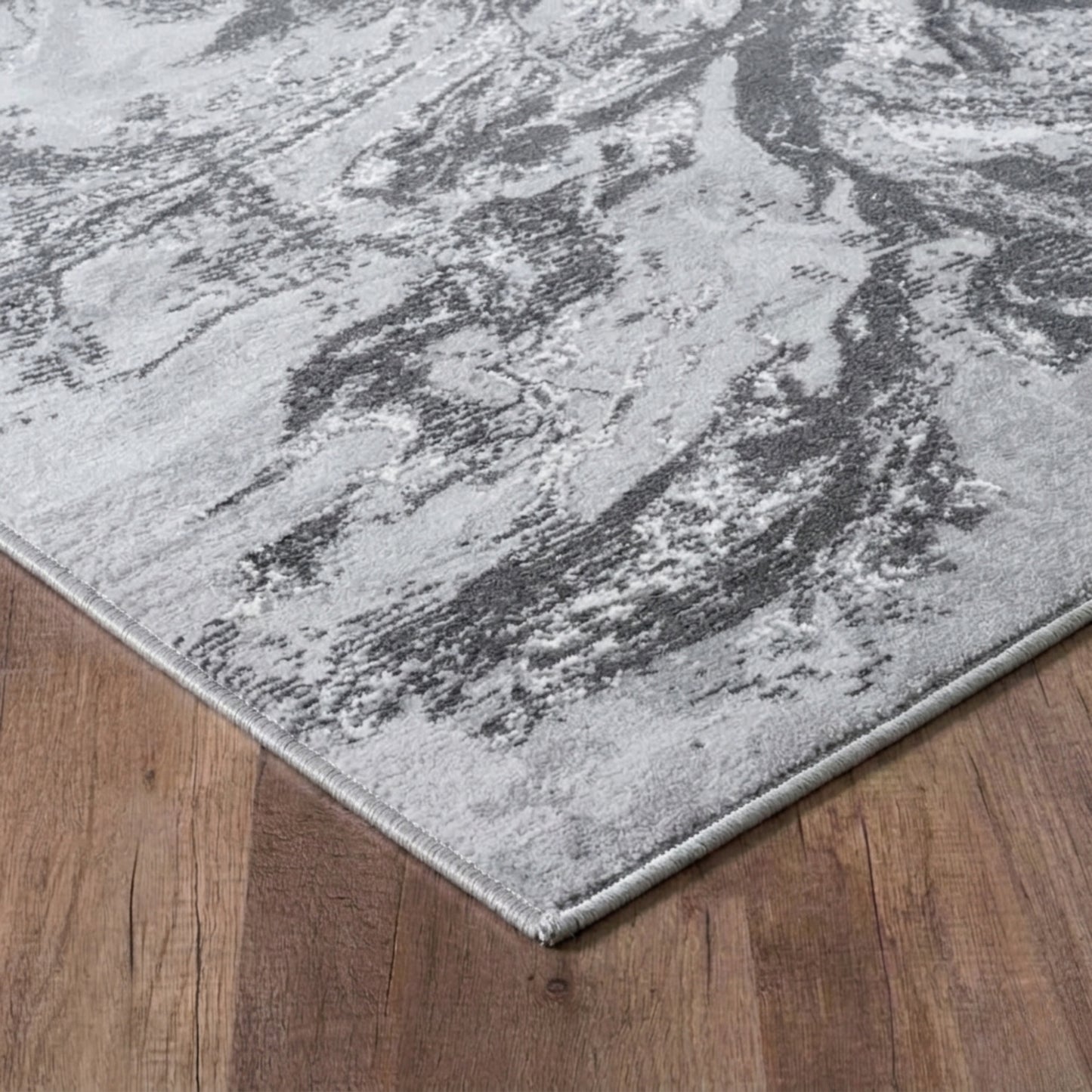 Serenity Metallic Abstract Rug - Water Flow Stone