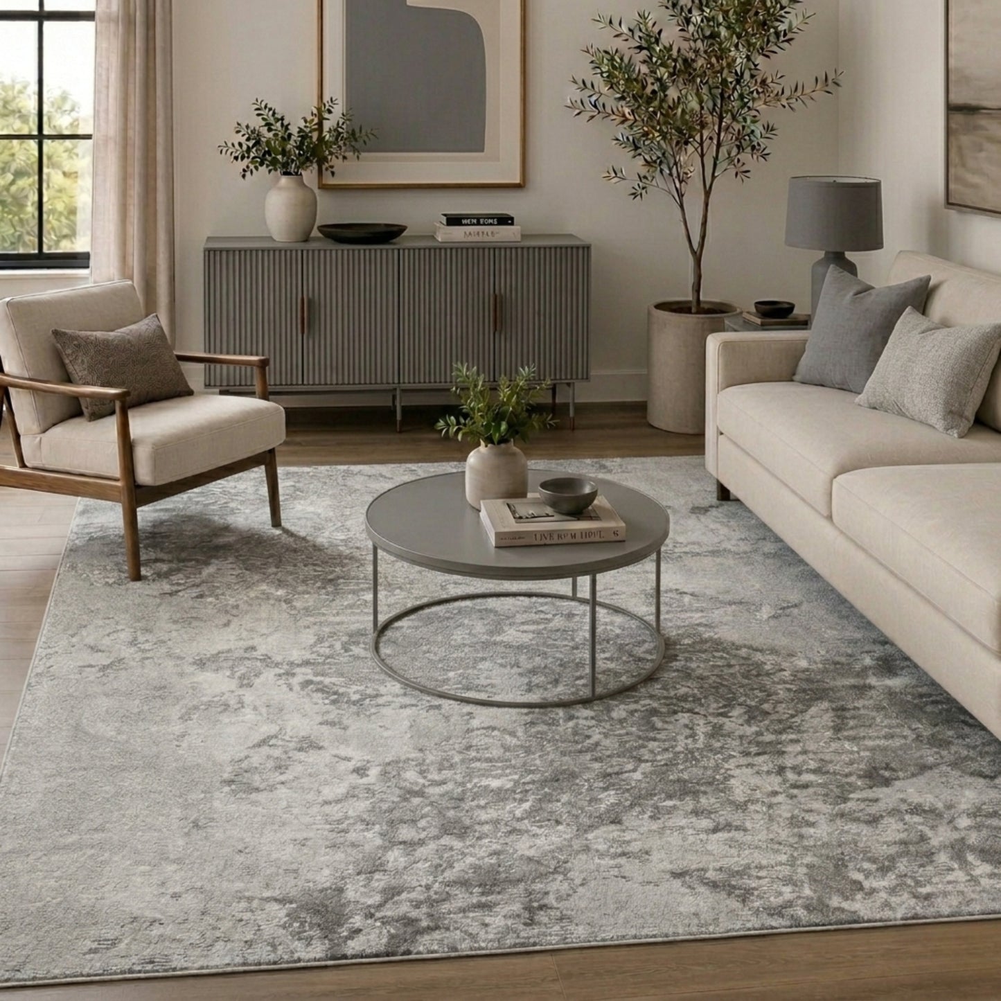 Serenity Metallic Abstract Rug - Sprayed Black