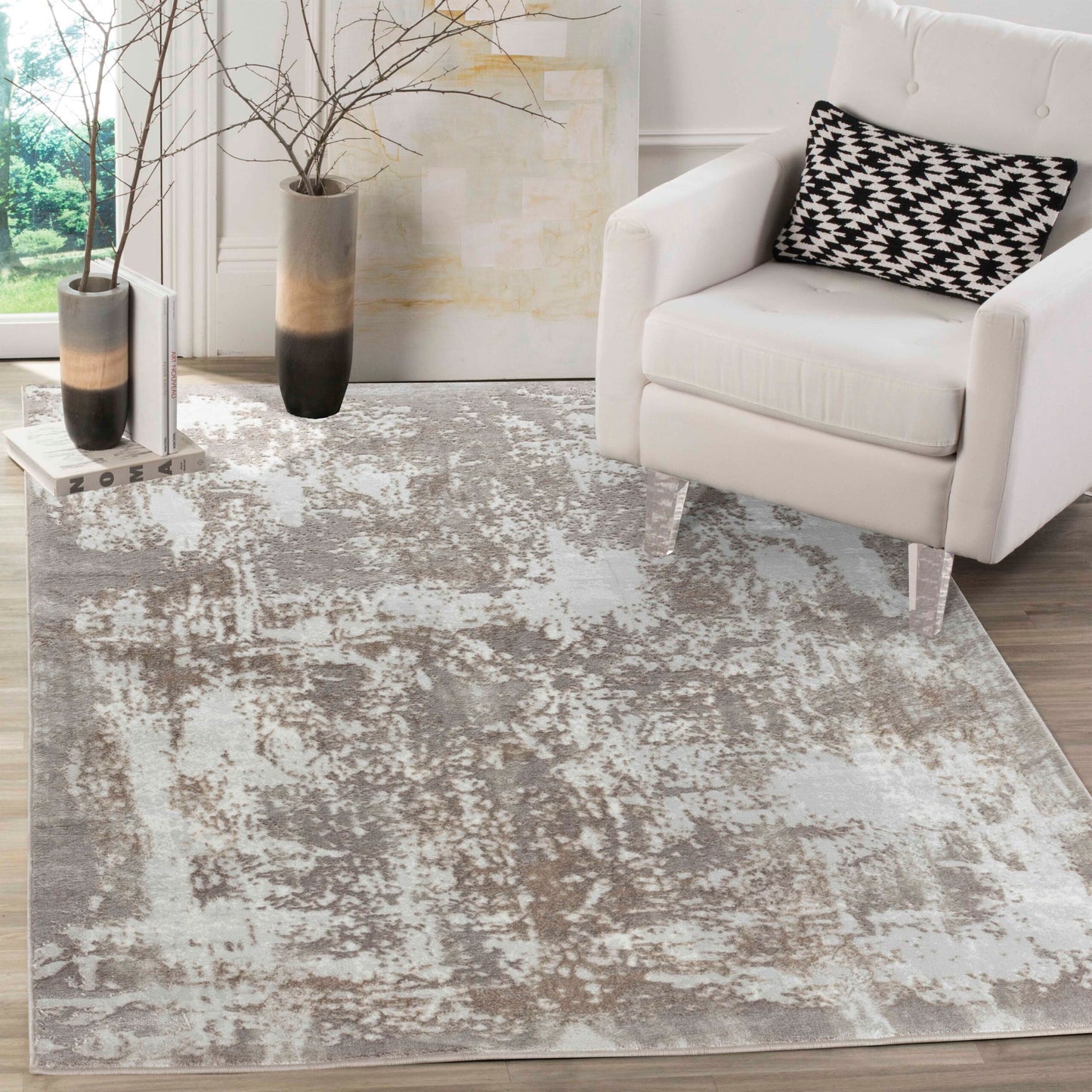 Serenity Metallic Abstract Rug - Acrylic Stone