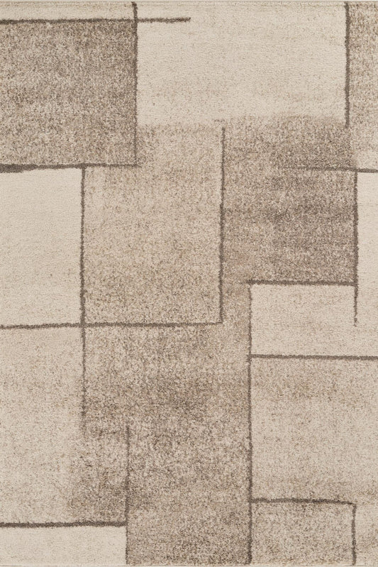 Beige Rhodes Sketch geometric rug, flat portrait view