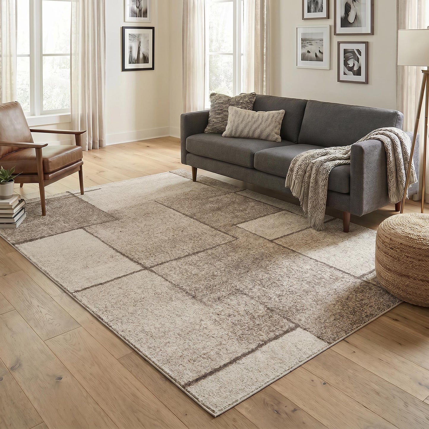 Rhodes Neutral Geometric Rug - Sketch Sage
