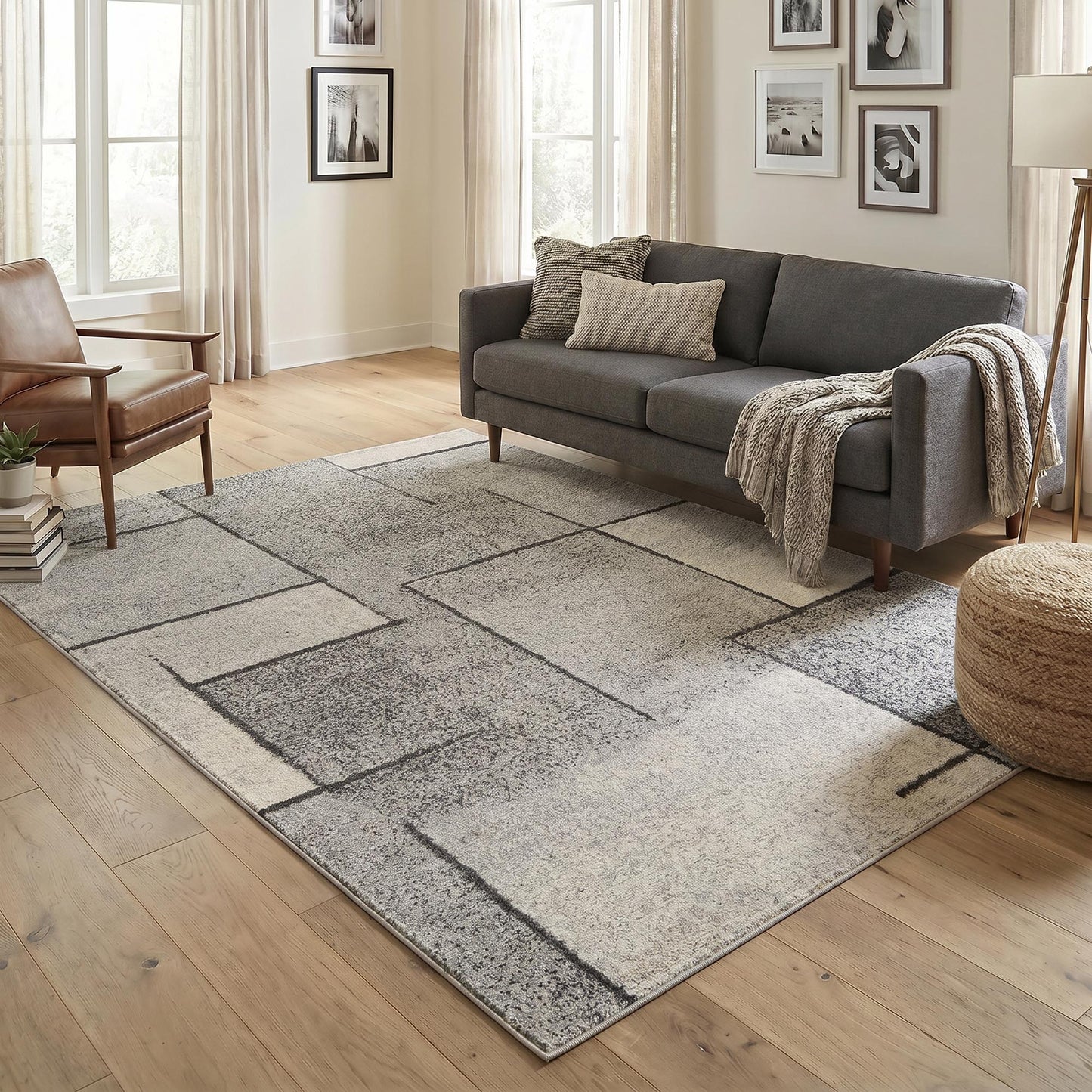 Rhodes Neutral Geometric Rug - Sketch Sage