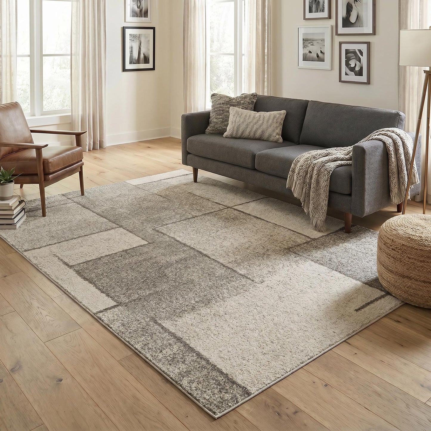 Rhodes Neutral Geometric Rug - Sketch Sage