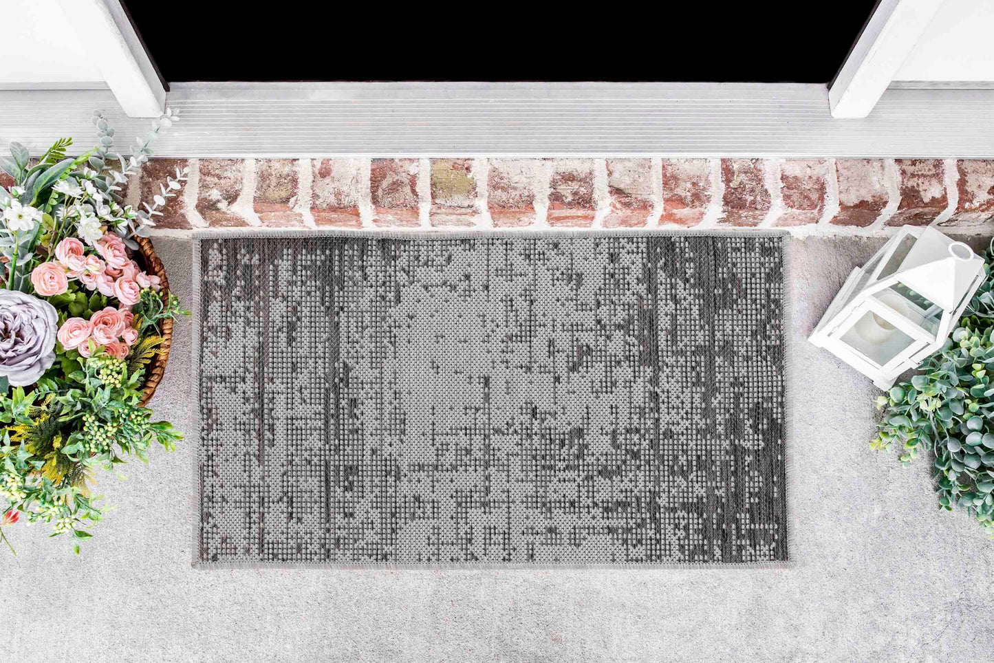 Sky Abstract Outdoor Rug - Dark Grey