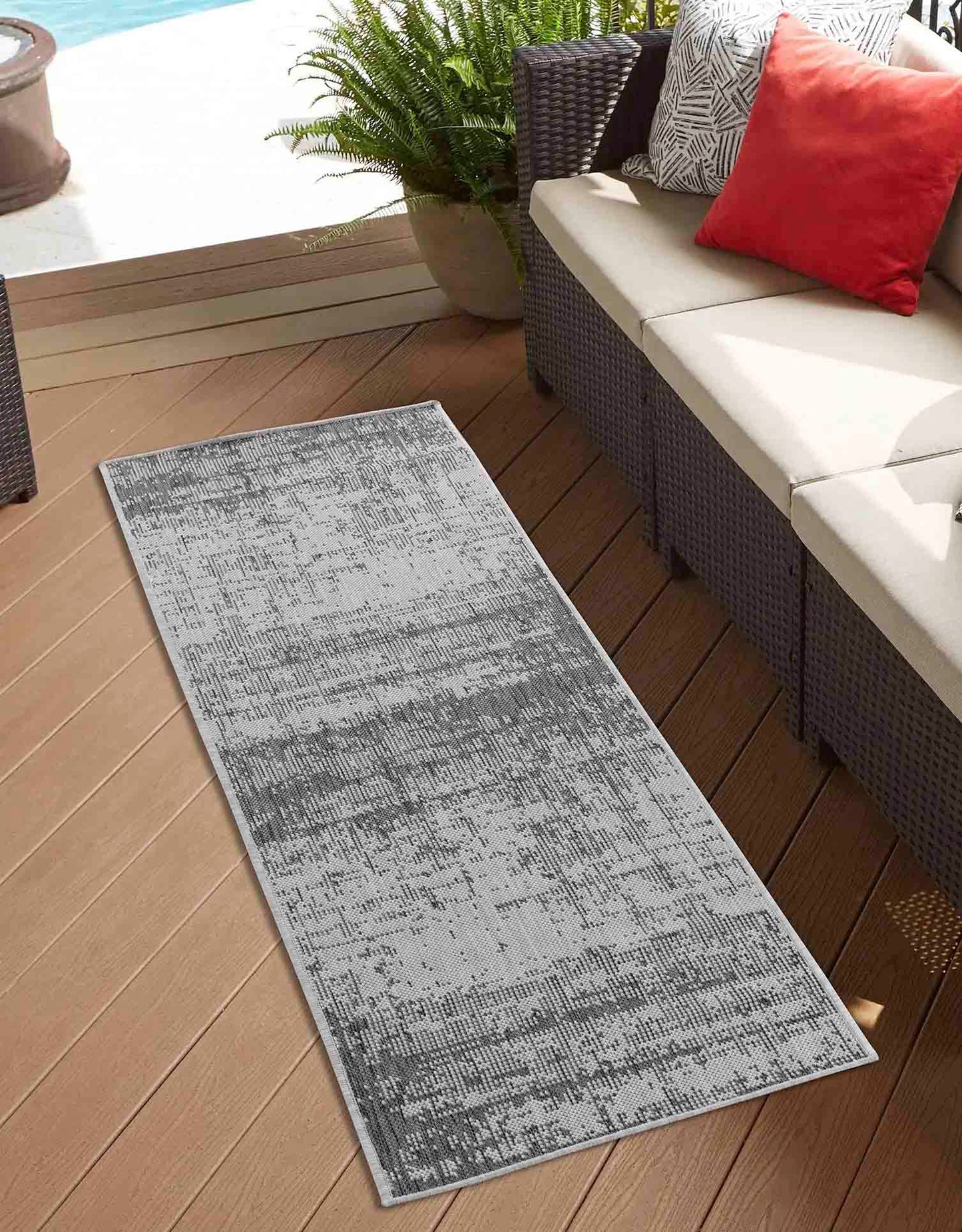 Sky Abstract Outdoor Rug - Dark Grey