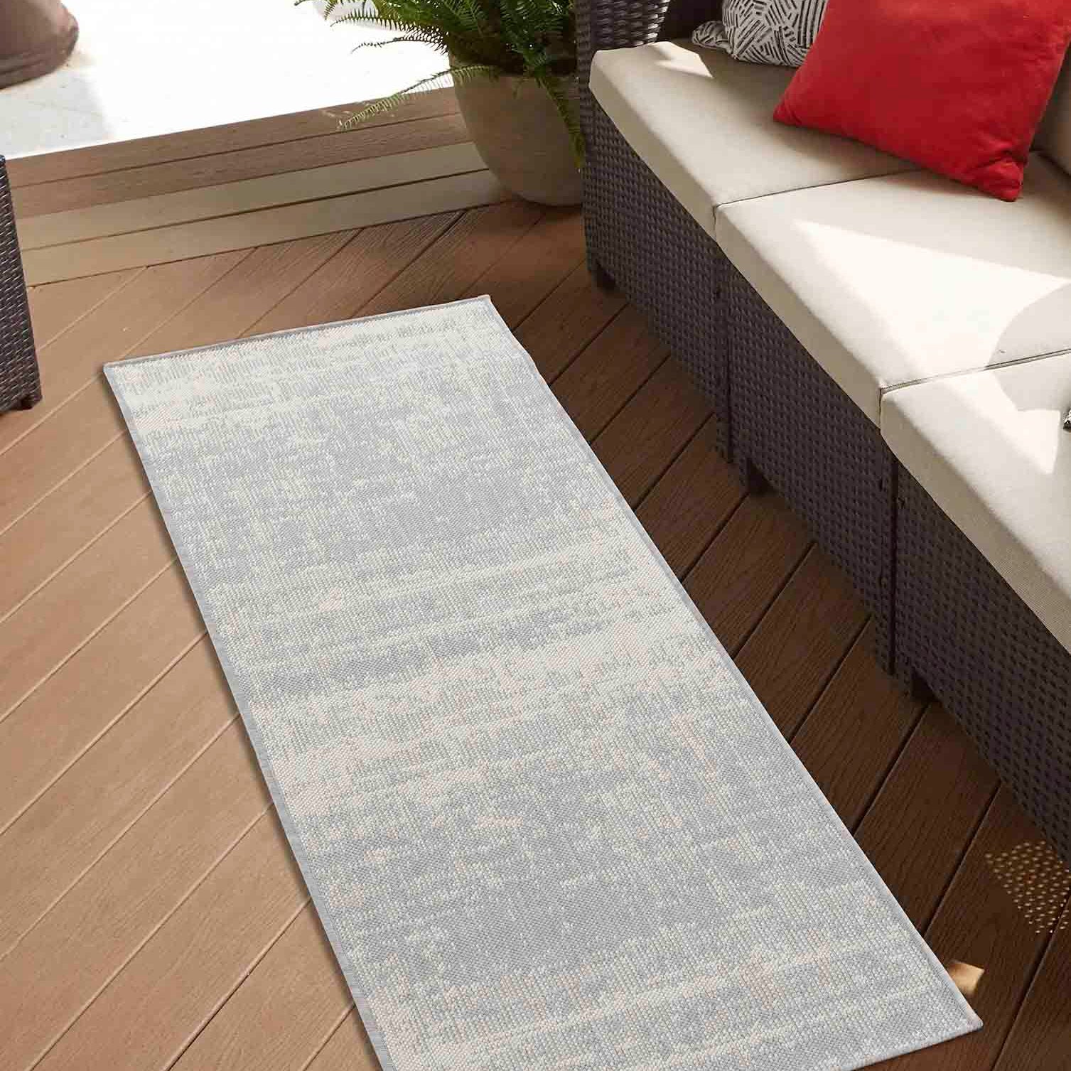 Sky Abstract Outdoor Rug - Silver