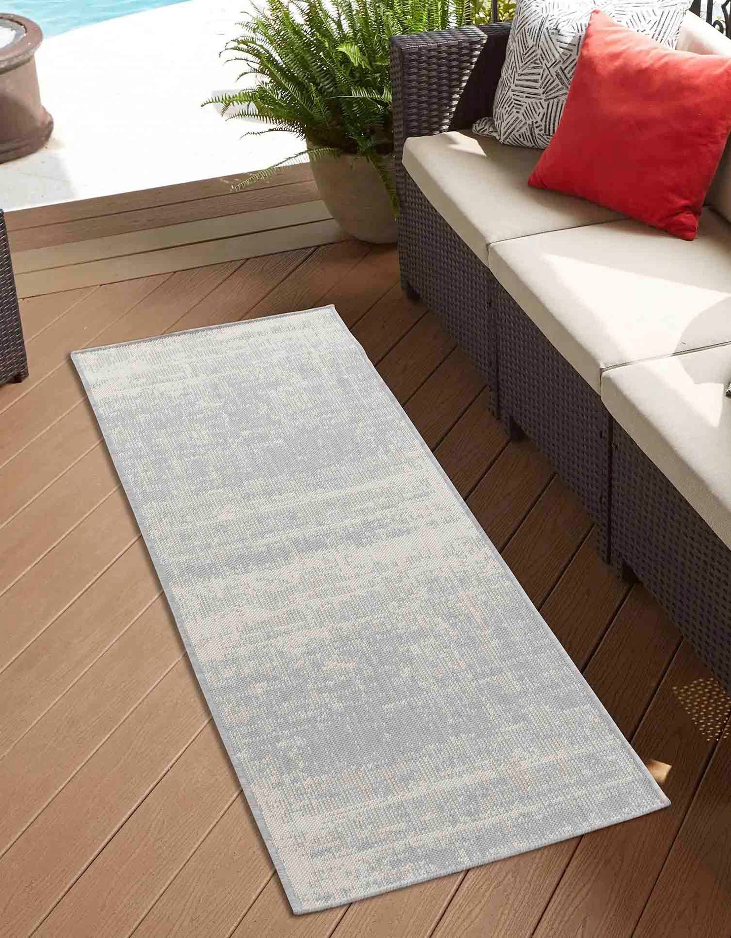 Sky Abstract Outdoor Rug - Silver