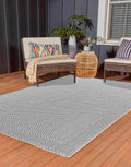 Sky Bordered Outdoor Rug - Dark Grey