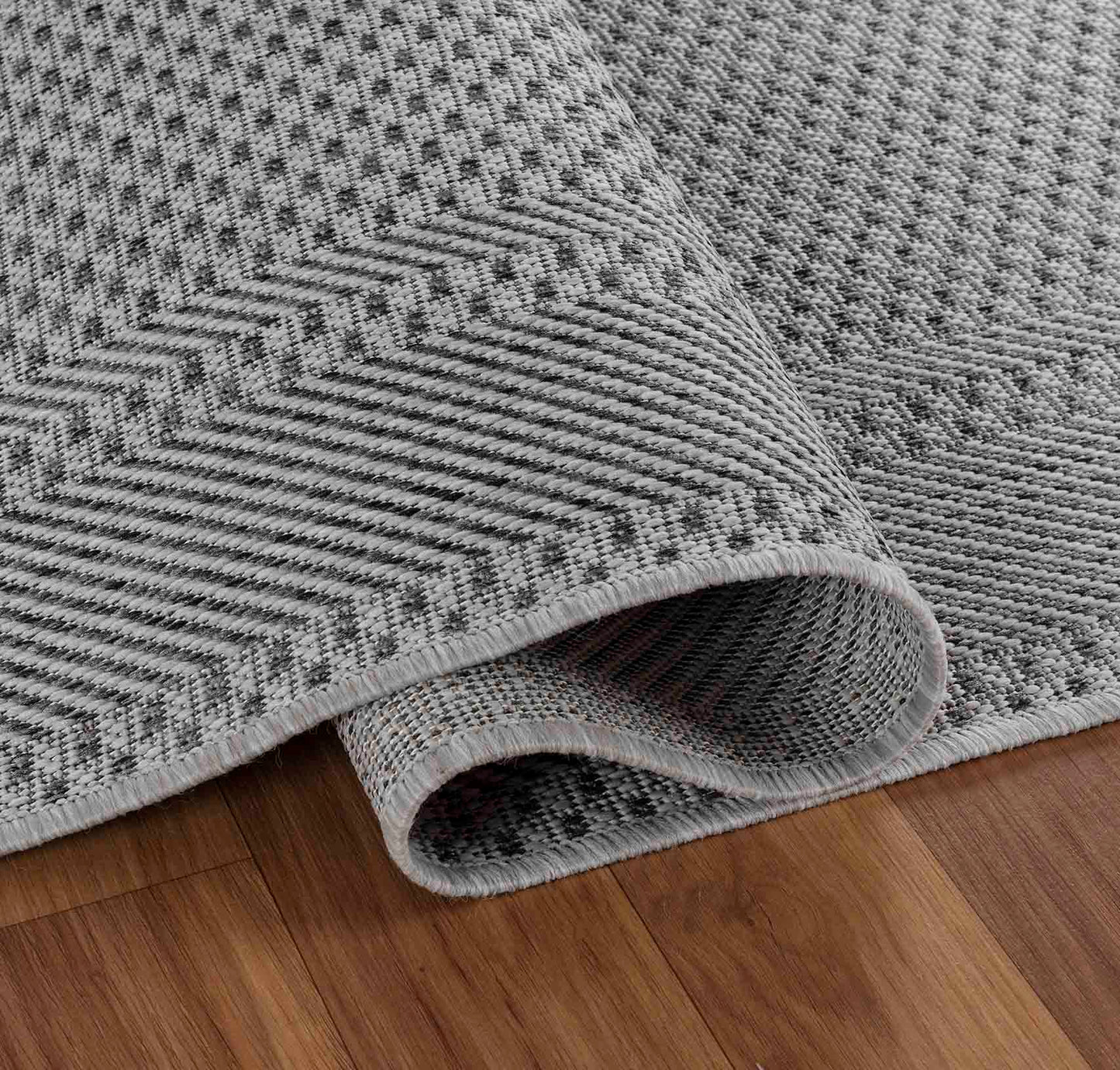 Sky Bordered Outdoor Rug - Dark Grey