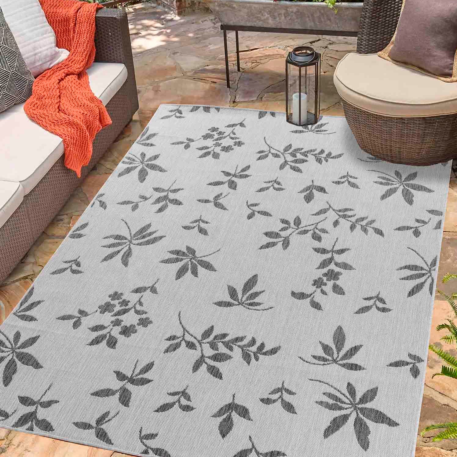 Sky Flower Outdoor Rug - Dark Grey