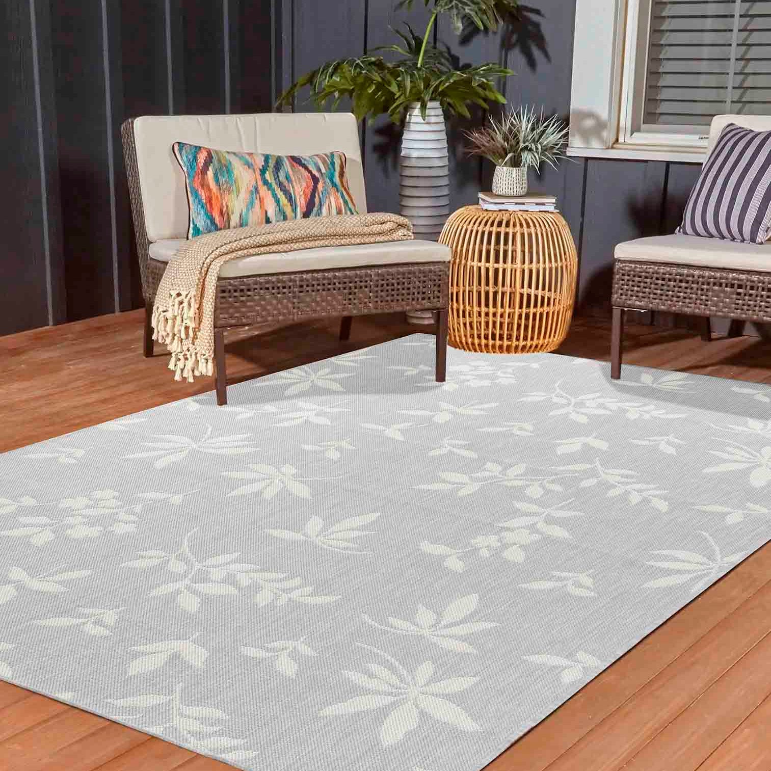 Sky Flower Outdoor Rug - Silver