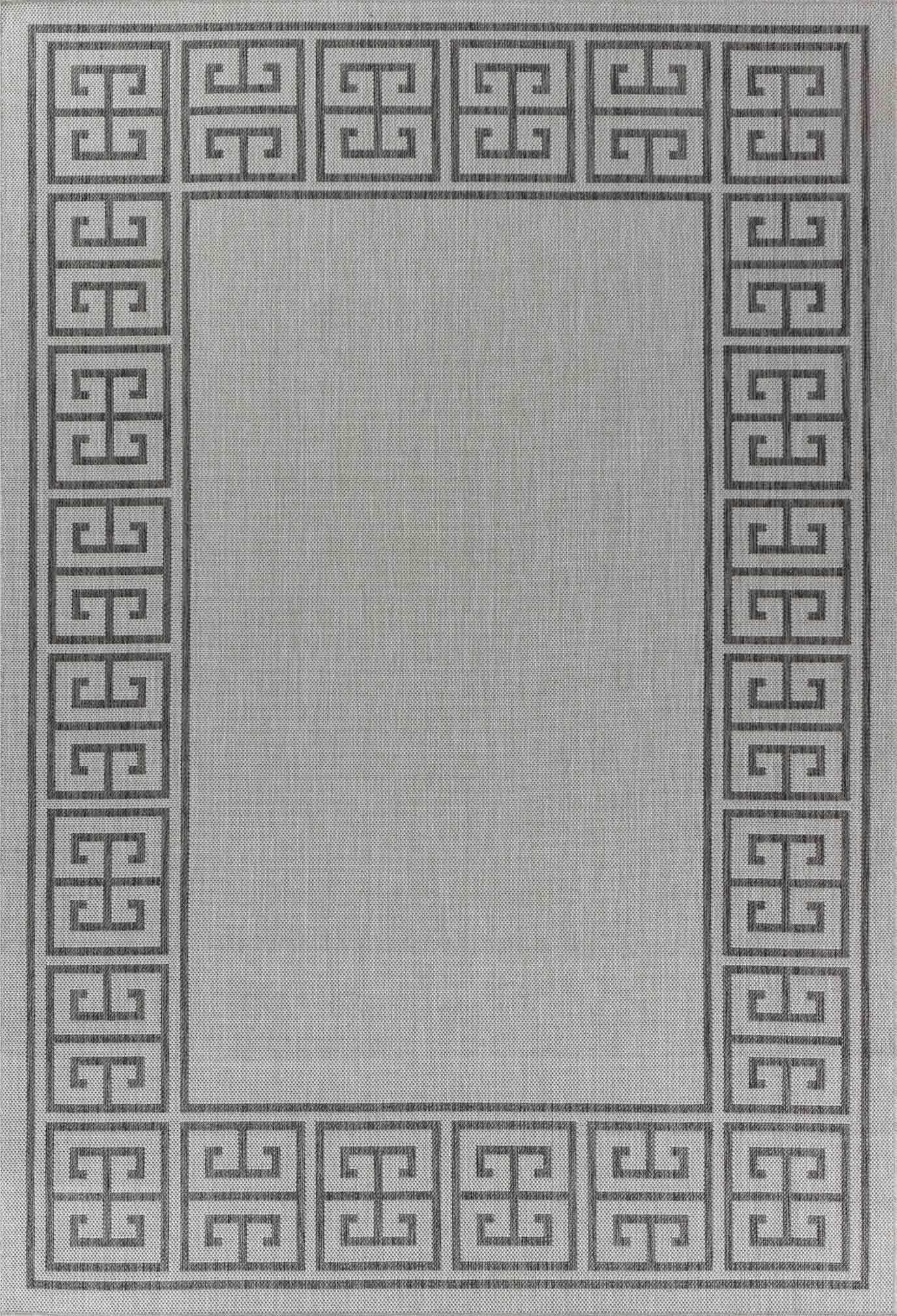 Sky Greek Key Outdoor Rug - Dark Grey