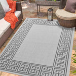 Sky Greek Key Outdoor Rug - Dark Grey