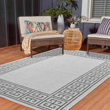 Sky Greek Key Outdoor Rug - Dark Grey