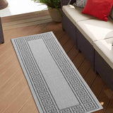 Sky Greek Key Outdoor Rug - Dark Grey