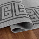 Sky Greek Key Outdoor Rug - Dark Grey