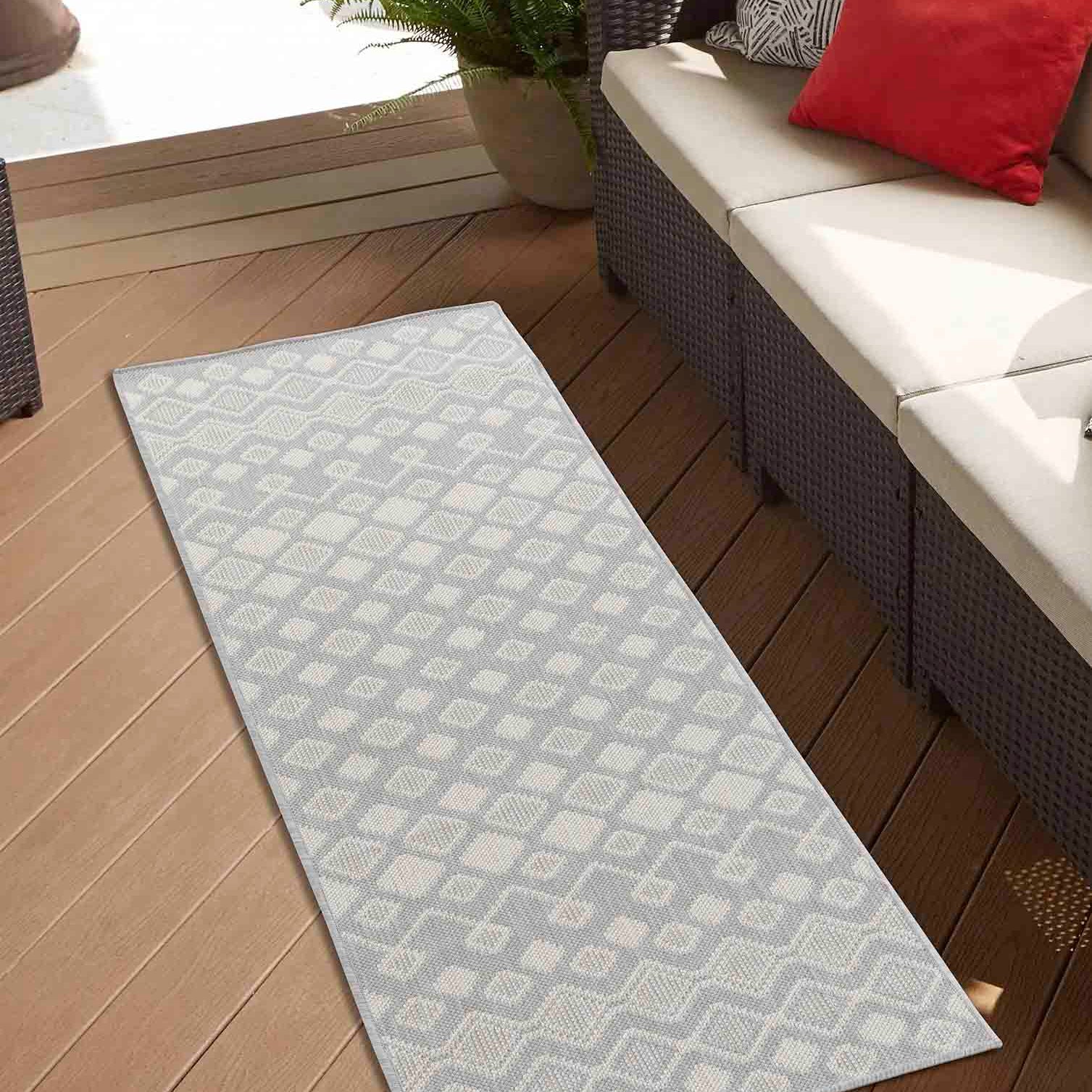 Sky Rhombus Outdoor Rug - Silver