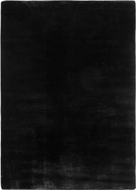 Black Snuggly washable rug, flat portrait view