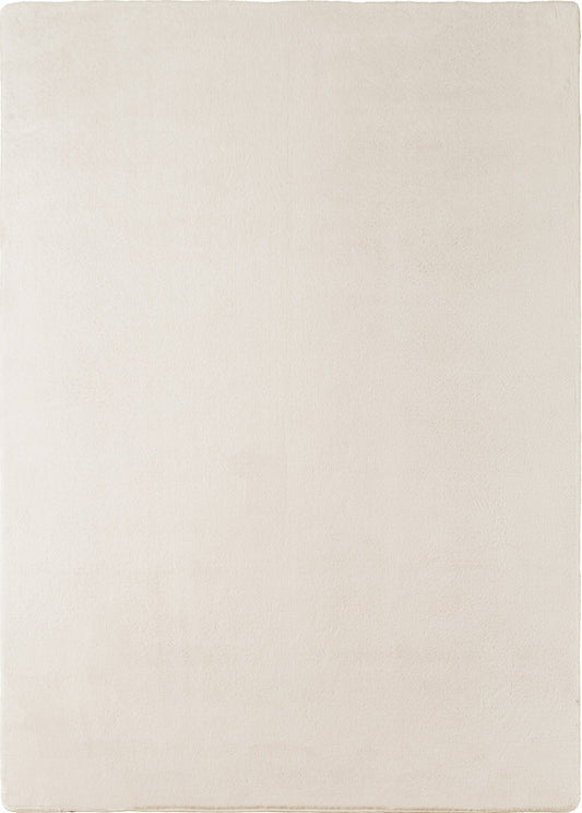 Cream Snuggly washable rug, flat portrait view
