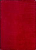 Red Snuggly washable rug, flat portrait view