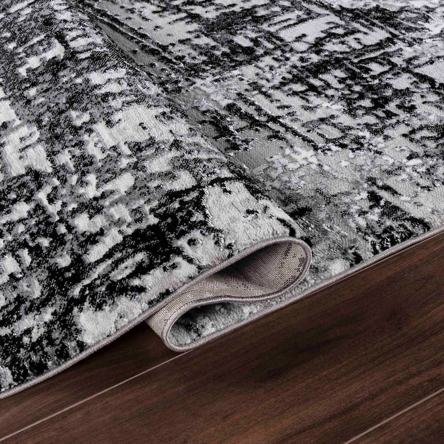 Serenity Abstract Lines Rug - Black