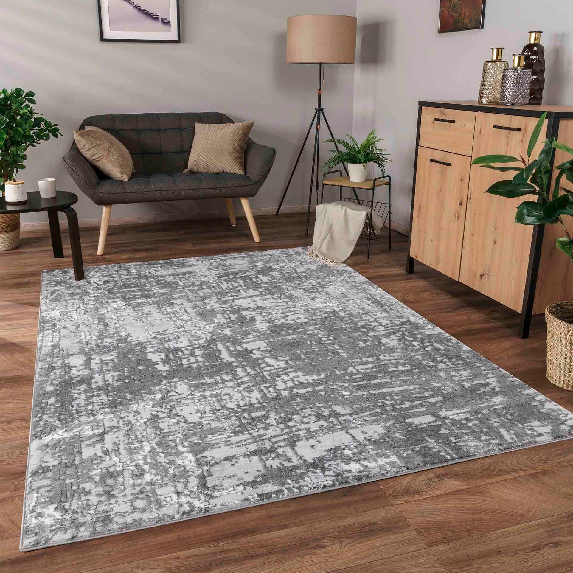 Serenity Abstract Lines Rug - Grey