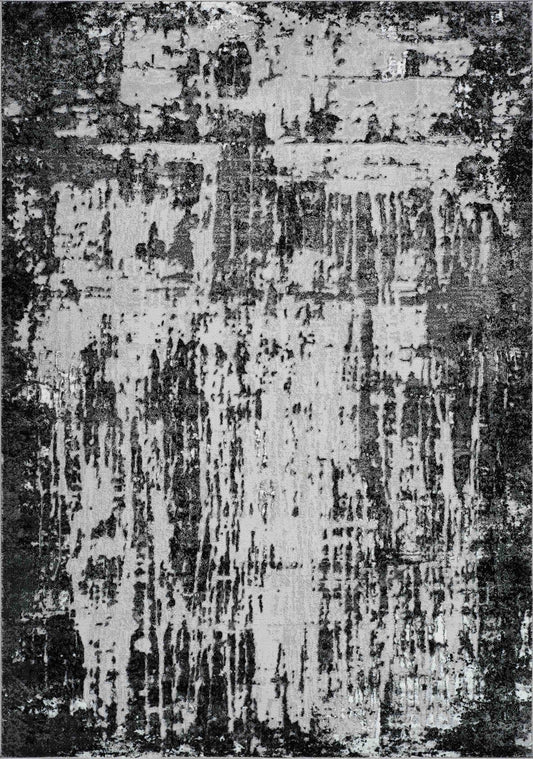Serenity Abstract Abrasion Rug - Black