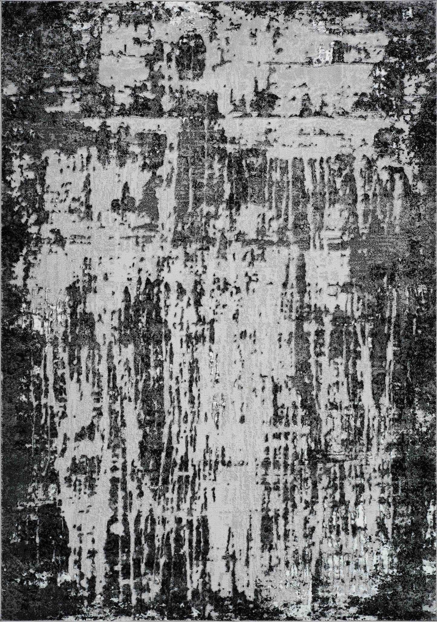 Serenity Abstract Abrasion Rug - Black