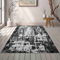 Serenity Abstract Abrasion Rug - Black