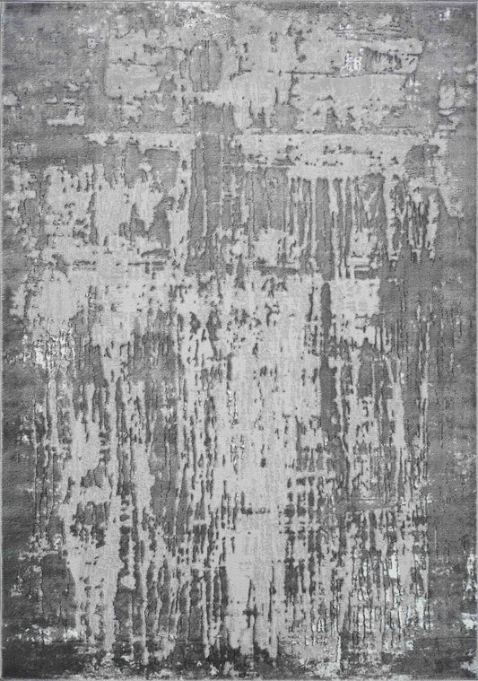 Serenity Abstract Abrasion Rug - Grey