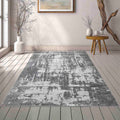 Serenity Abstract Abrasion Rug - Grey