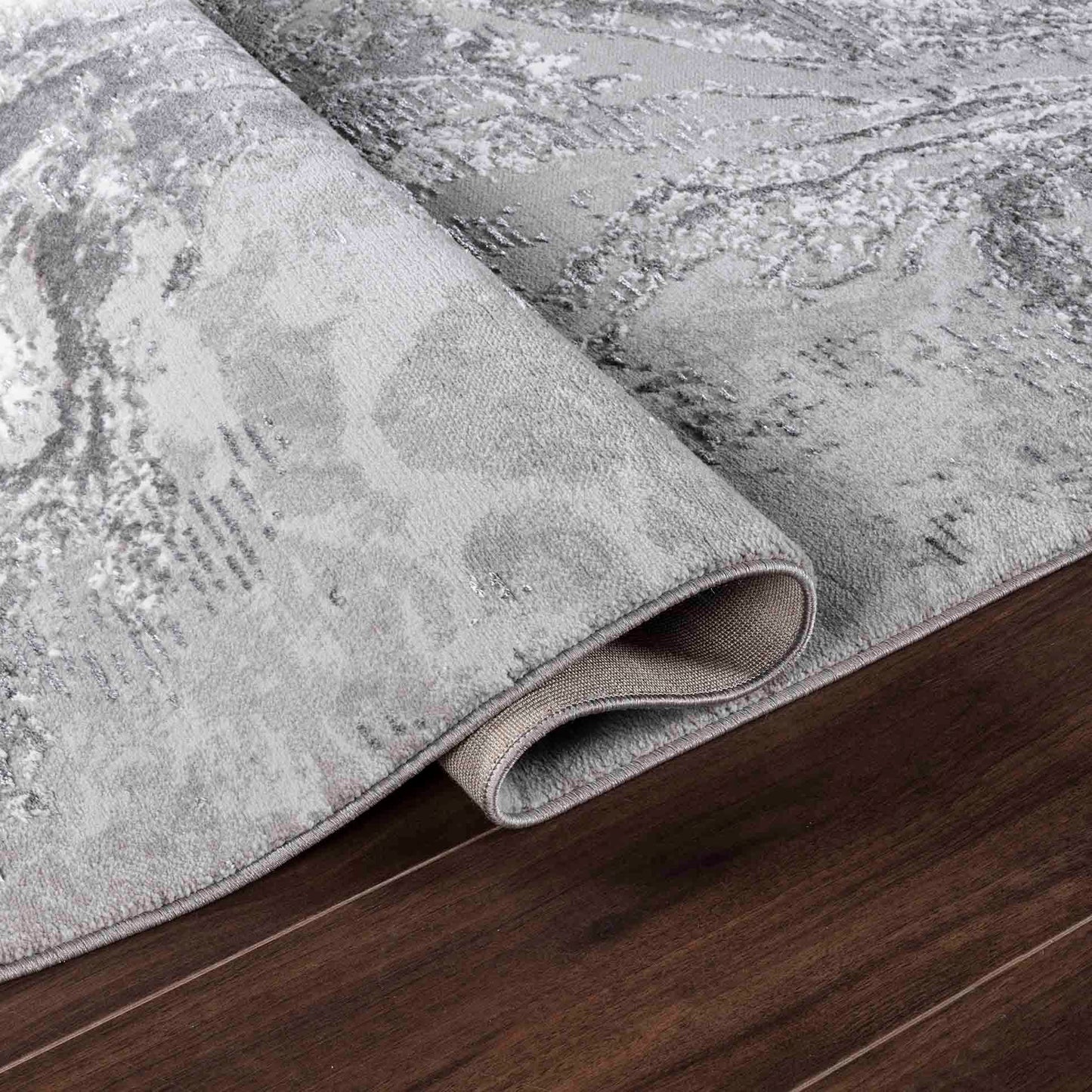 Serenity Abstract Waterflow Rug - Grey