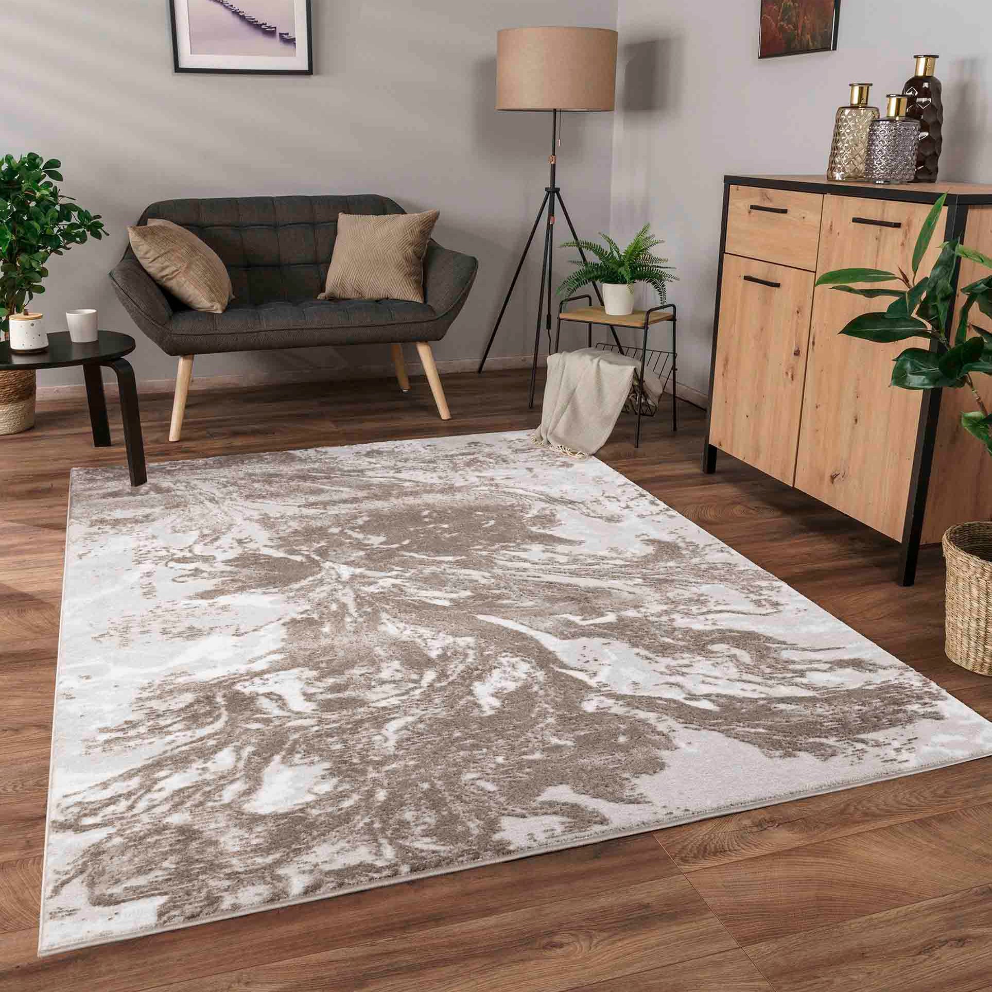 Serenity Abstract Water flow Rug - Stone