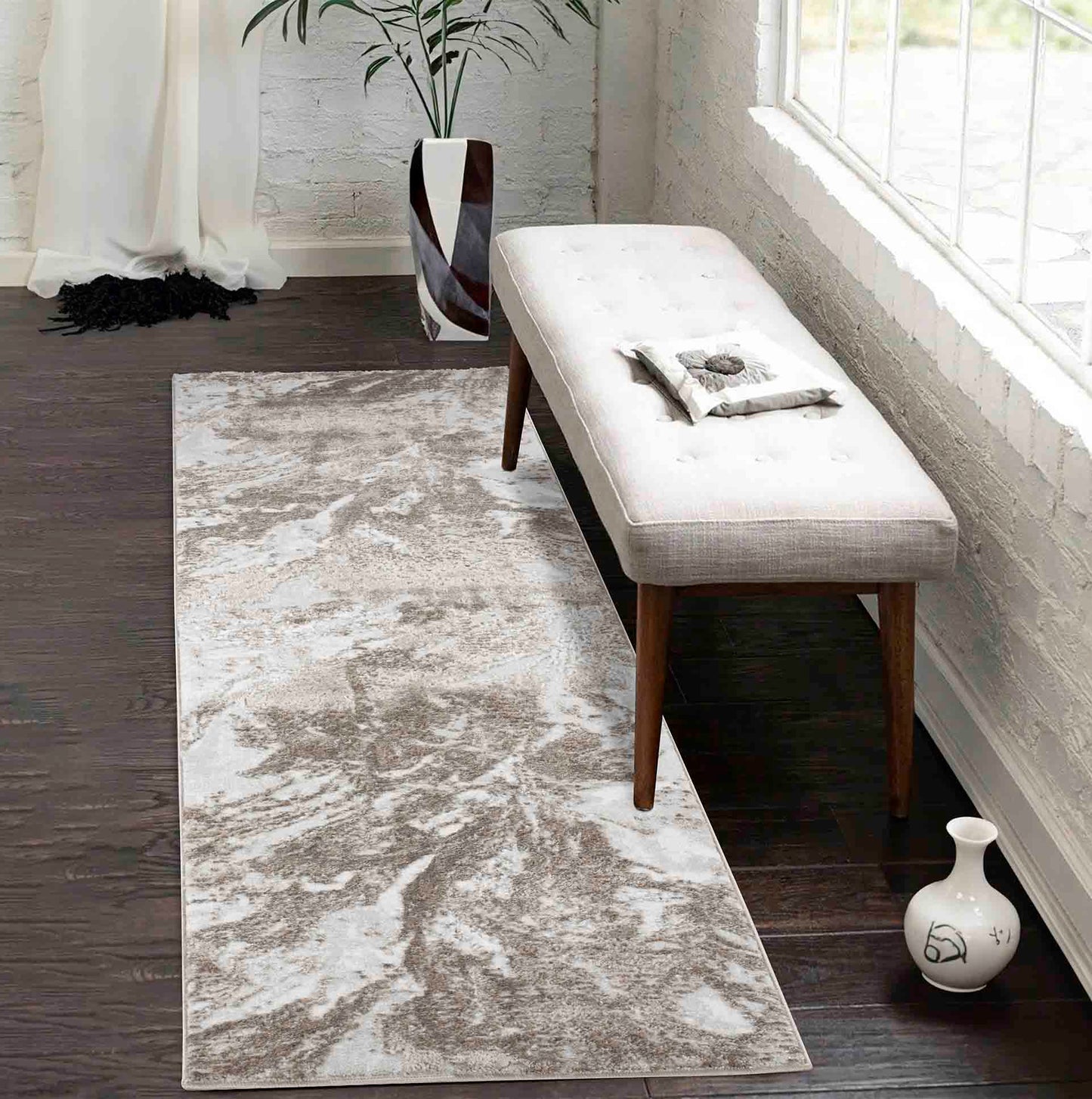 Serenity Abstract Water flow Rug - Stone