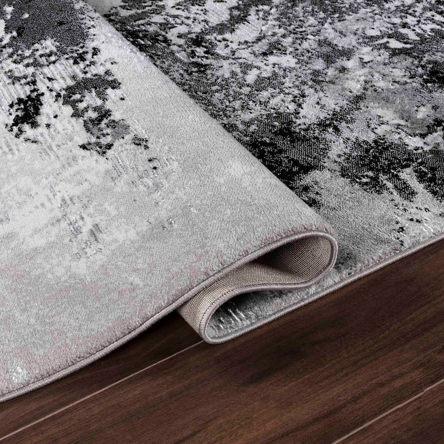 Serenity Abstract Sprayed Rug  - Black