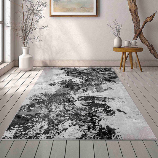 Serenity Abstract Sprayed Rug  - Black