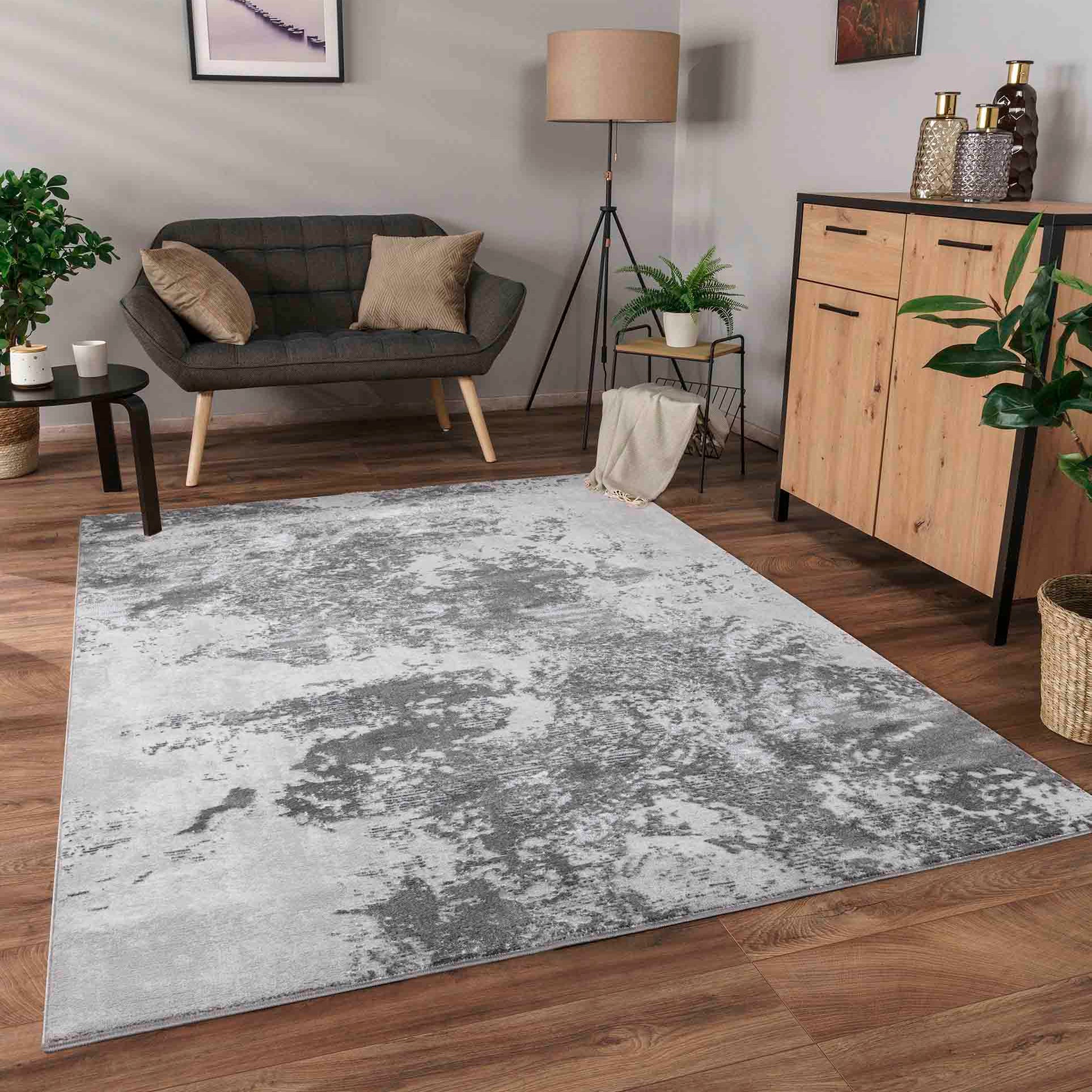 Serenity Abstract Sprayed Rug - Grey