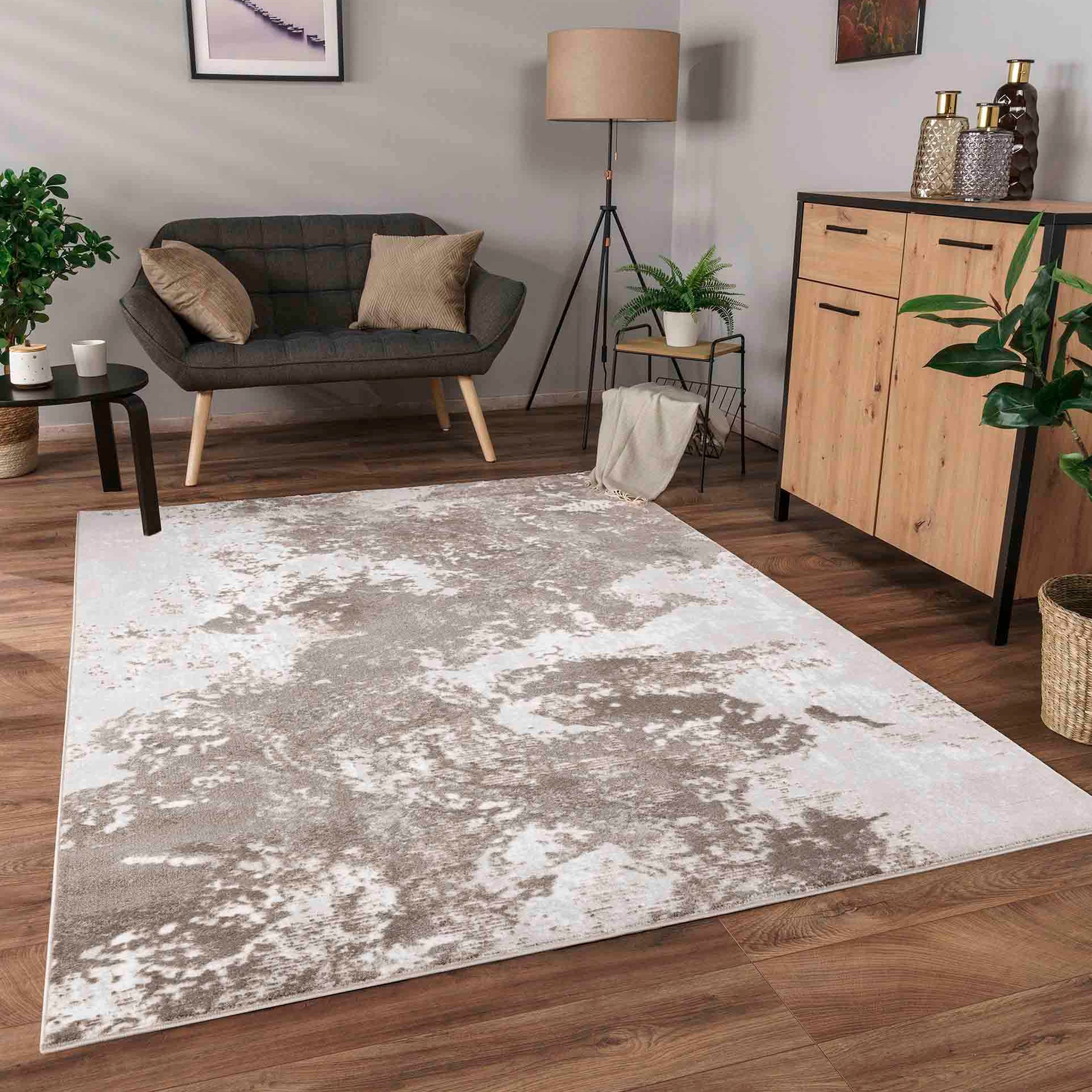 Serenity Abstract Sprayed Rug - Stone