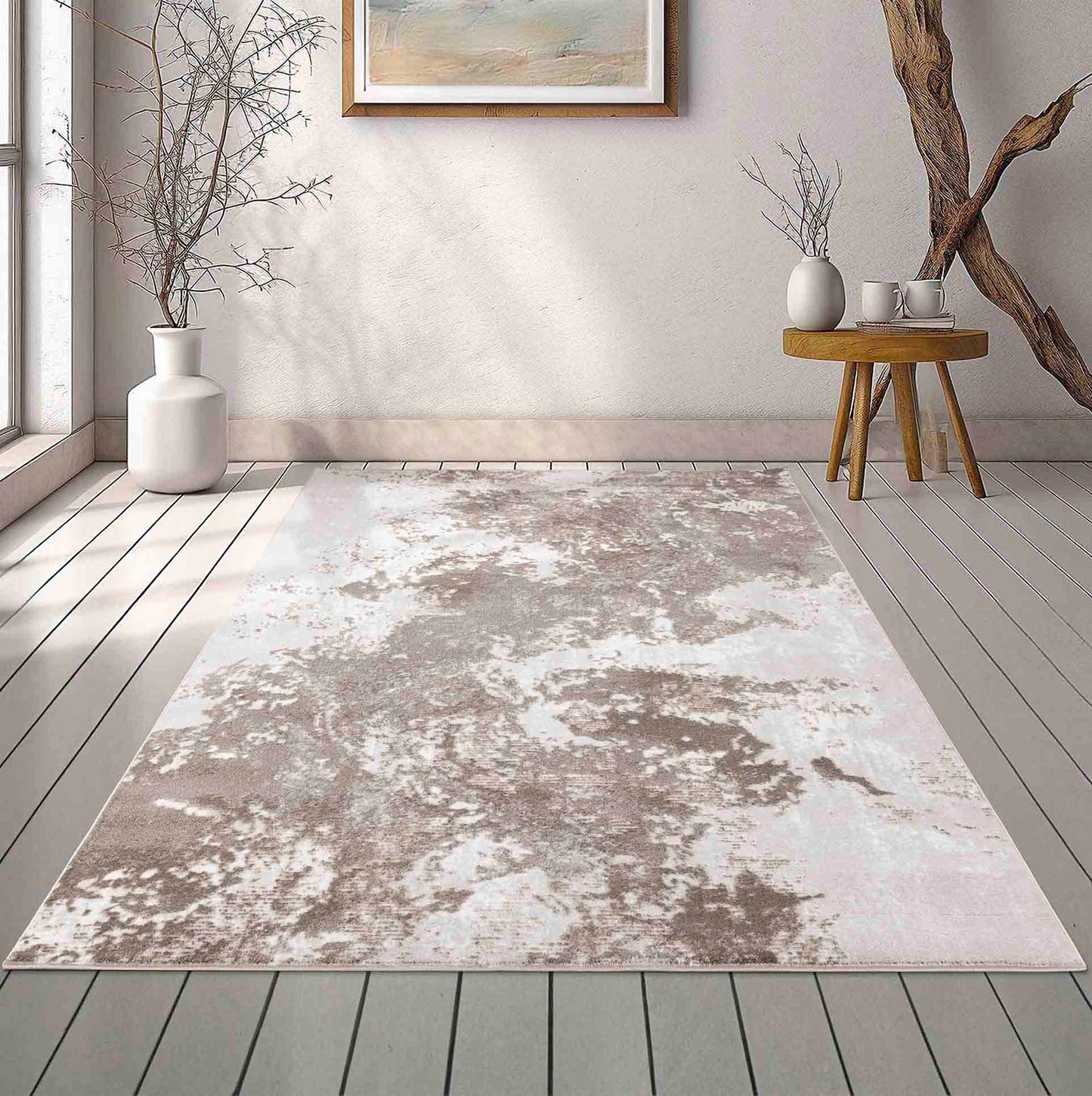 Serenity Abstract Sprayed Rug - Stone