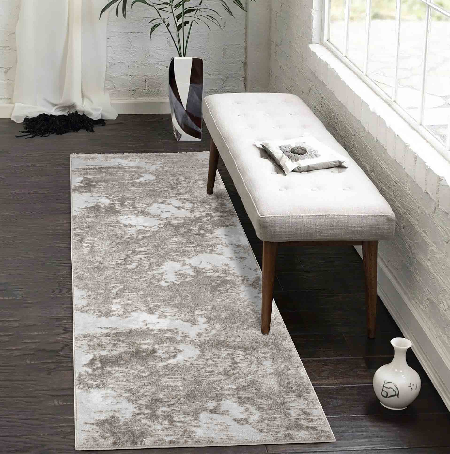 Serenity Abstract Sprayed Rug - Stone