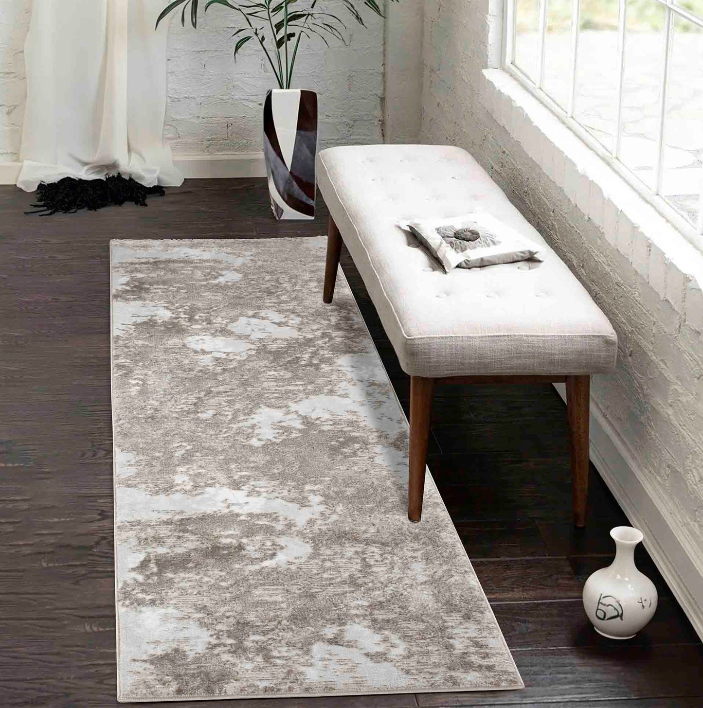 Serenity Abstract Sprayed Rug - Stone