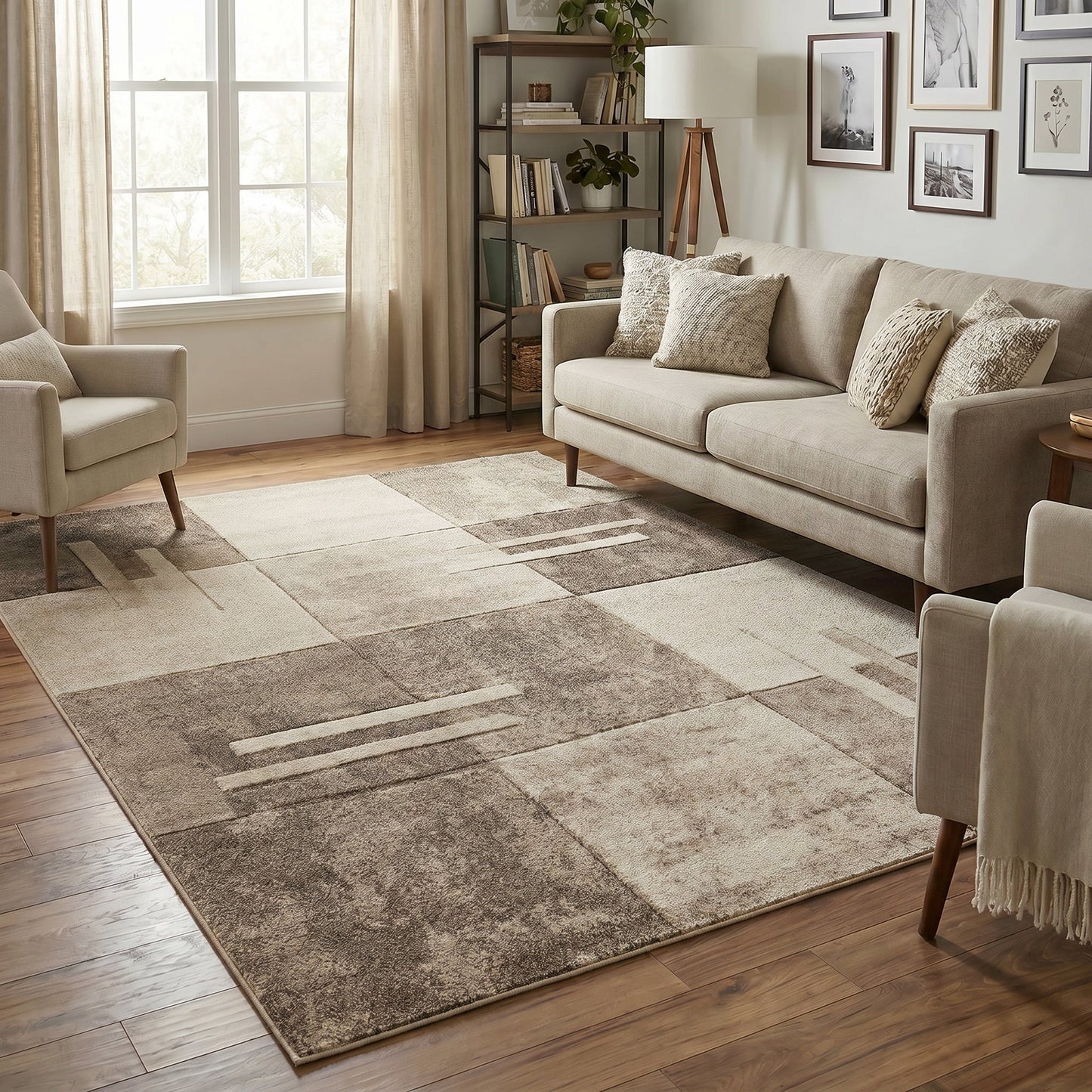 Santiago Carved Abstract Rug - Tile Beige