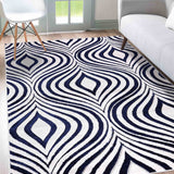 Valencia Ogee Carved Rugs - Navy
