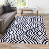 Valencia Ogee Carved Rugs - Navy