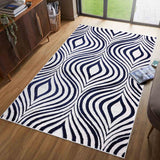 Valencia Ogee Carved Rugs - Navy